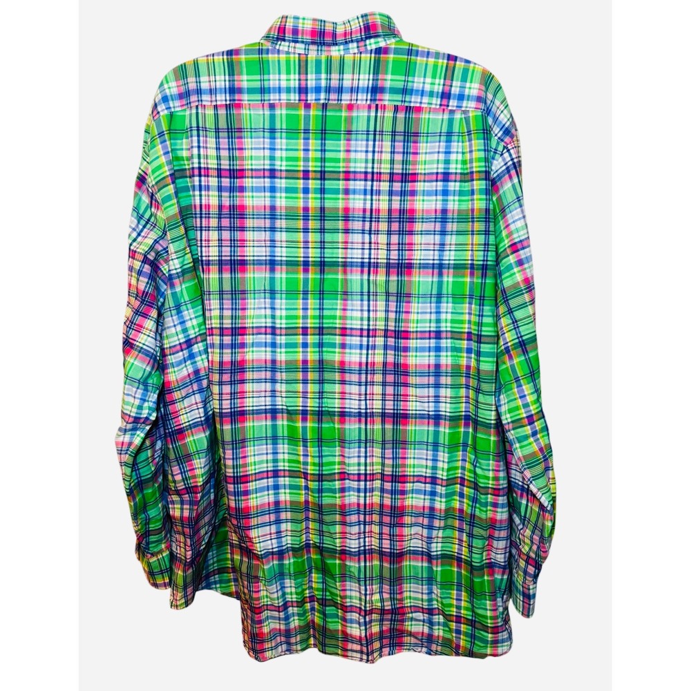 Polo Ralph Lauren Mens 4XB Plaid Button Down Shirt Green Pink Blue Big & Tall - Picture 3 of 9